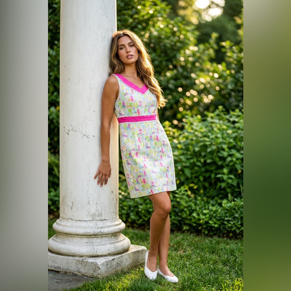 Lilly Pulitzer Pink Trim Pastel Printed Mini Dress